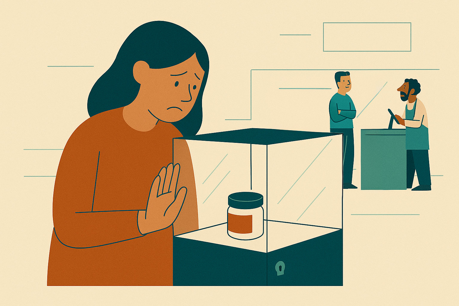 Glass case retail display with no interaction